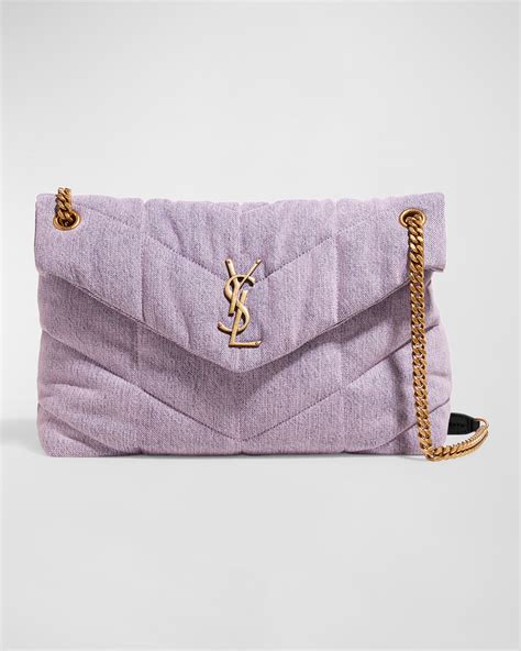 ysl small denim puffer bag|YSL purple denim bag.